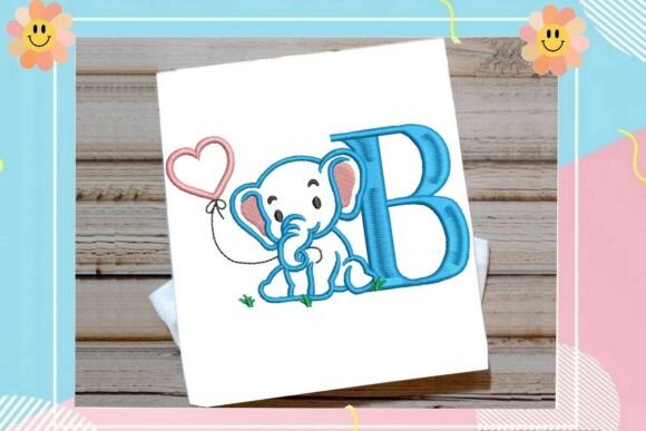 B Letter Cute Elephant Decor