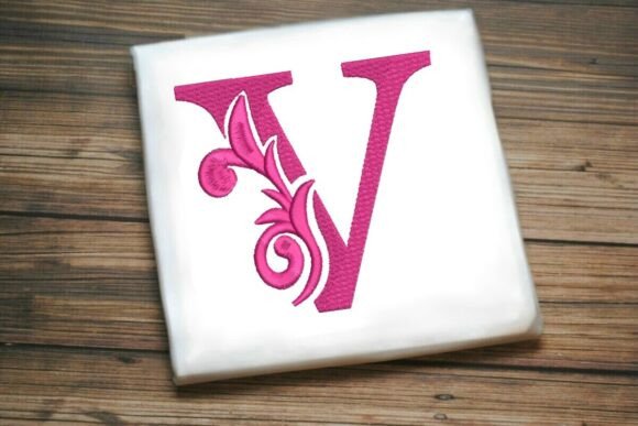Flourished Leaf Monogram V