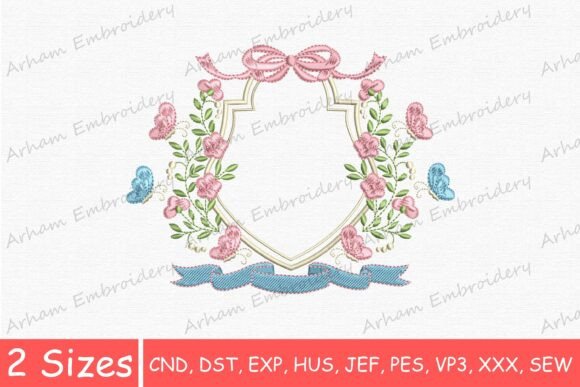 Flowers Butterflies Bow Monogram Frame
