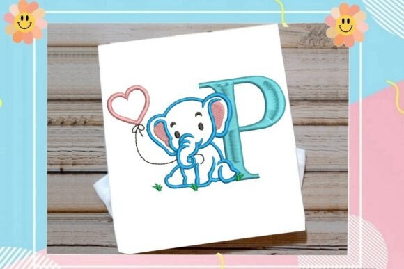P Letter Cute Elephant Decor