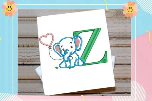 Z Letter Cute Elephant Decor